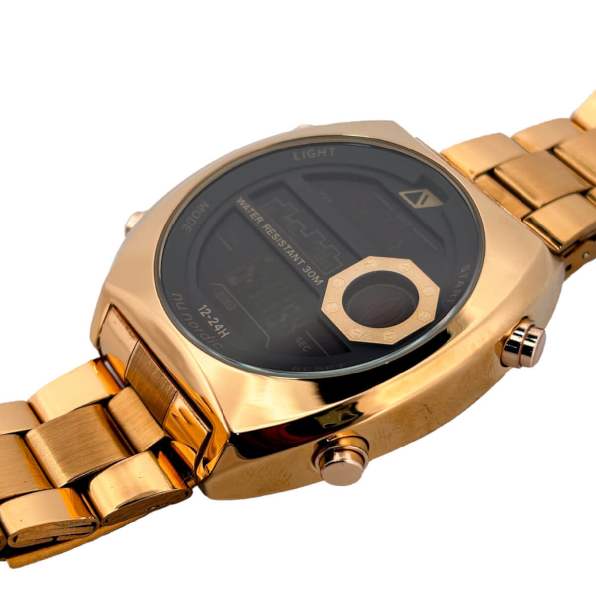 Reloj Nu Nordic Digital con Correa de Metal Dorado