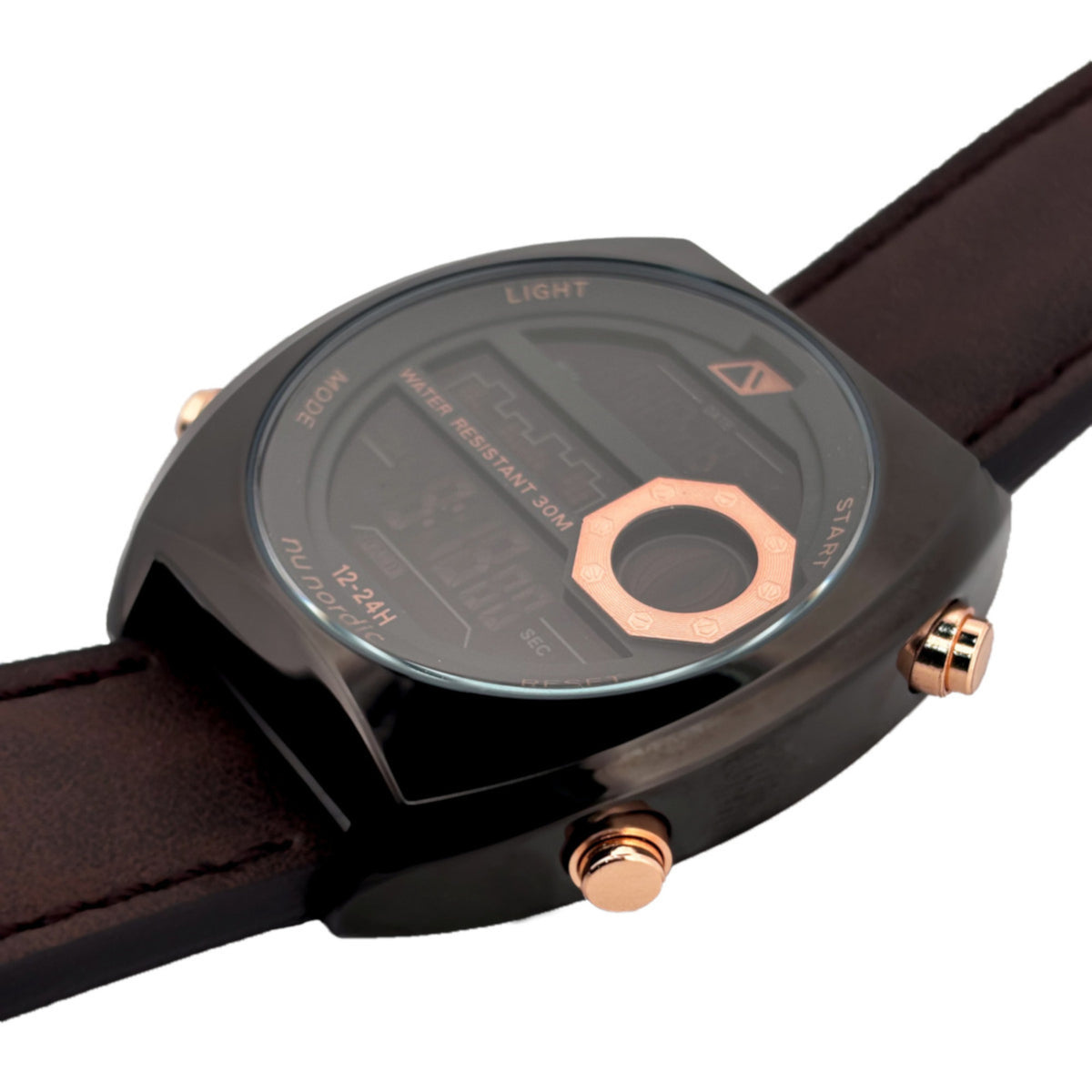 Reloj Nu Nordic Digital con Correa de Tactopiel Café