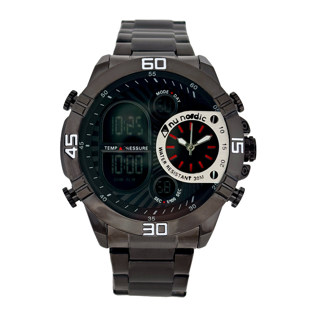 Reloj Nu Nordic Digital con Correa de Metal con Simuladores en Caratula Negro