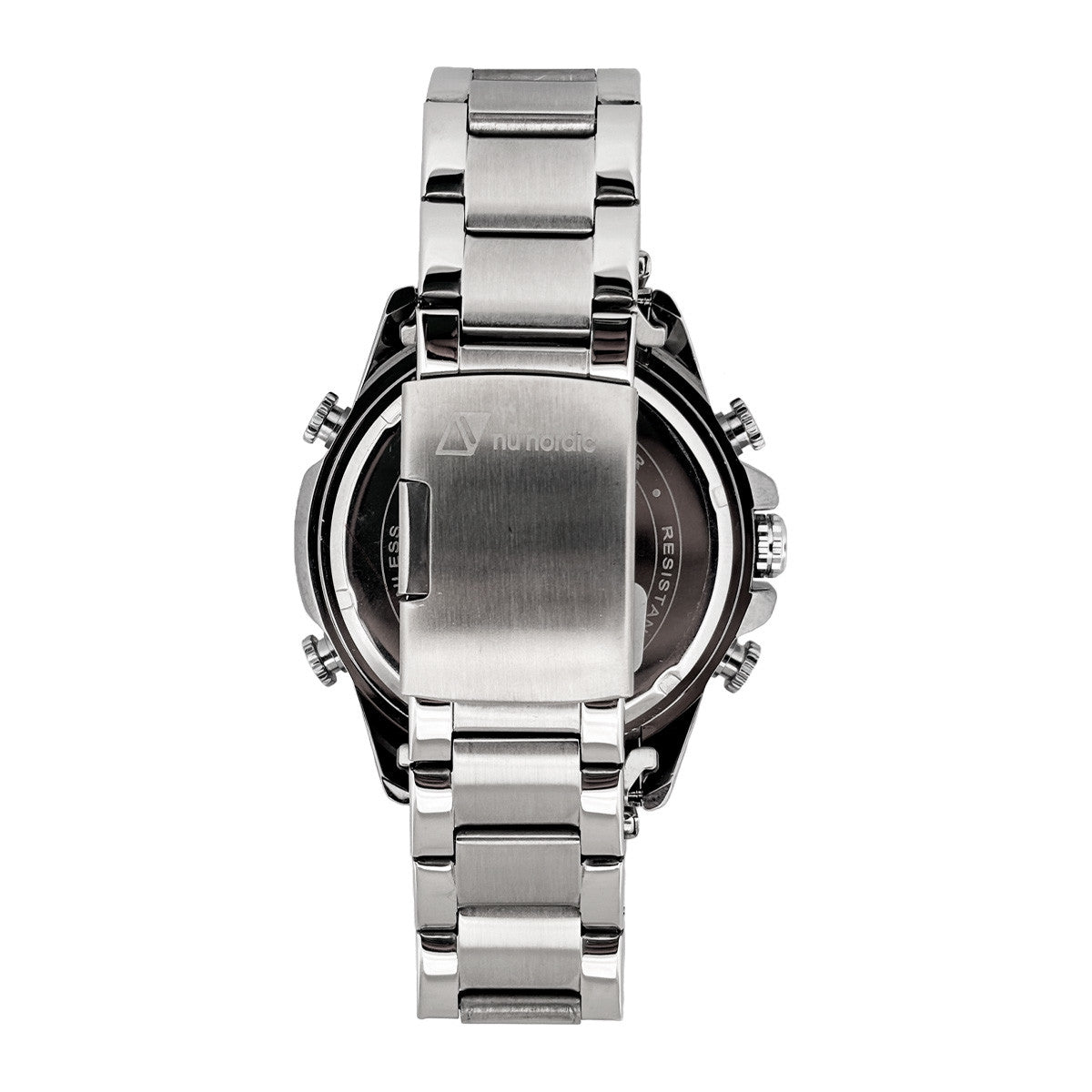 Reloj Nu Nordic Digital con Correa de Metal con Simuladores en Caratula Plateado