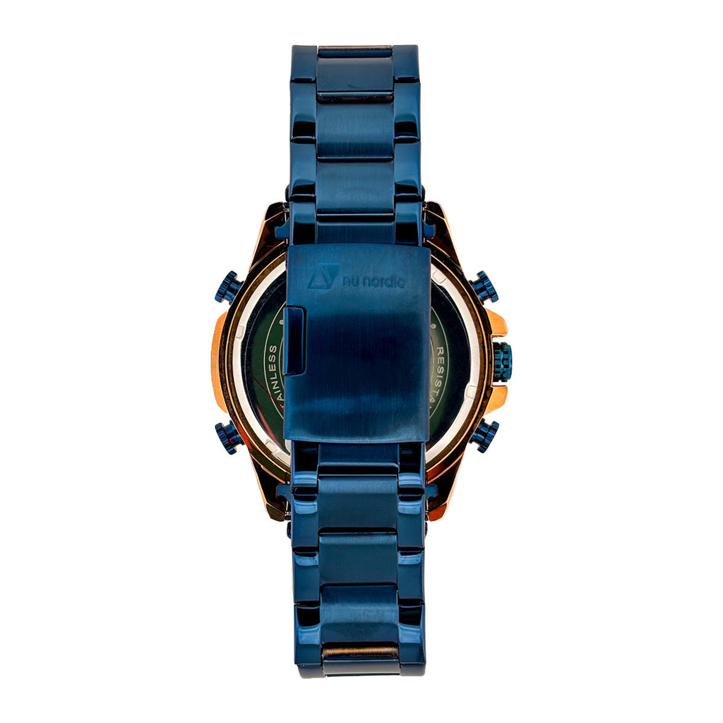 Reloj Nu Nordic Digital con Correa de Metal con Simuladores en Caratula Azul