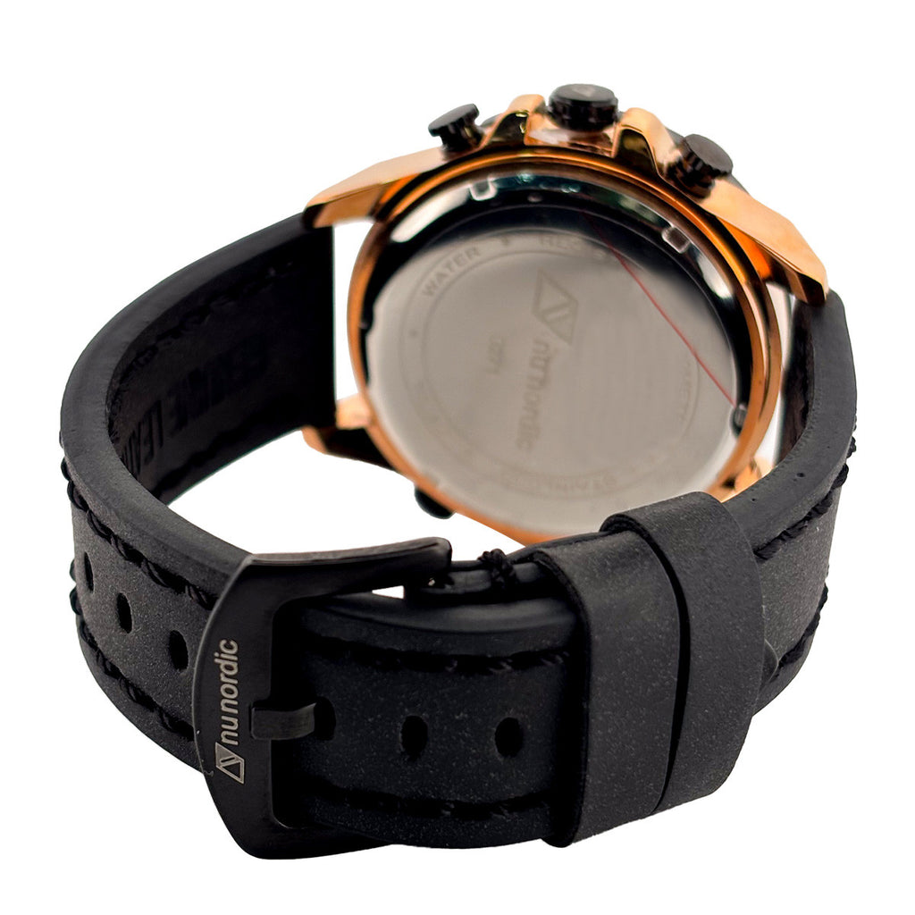 Reloj Nu Nordic Digital con Correa de Tactopiel con Simuladores en Caratula Negro
