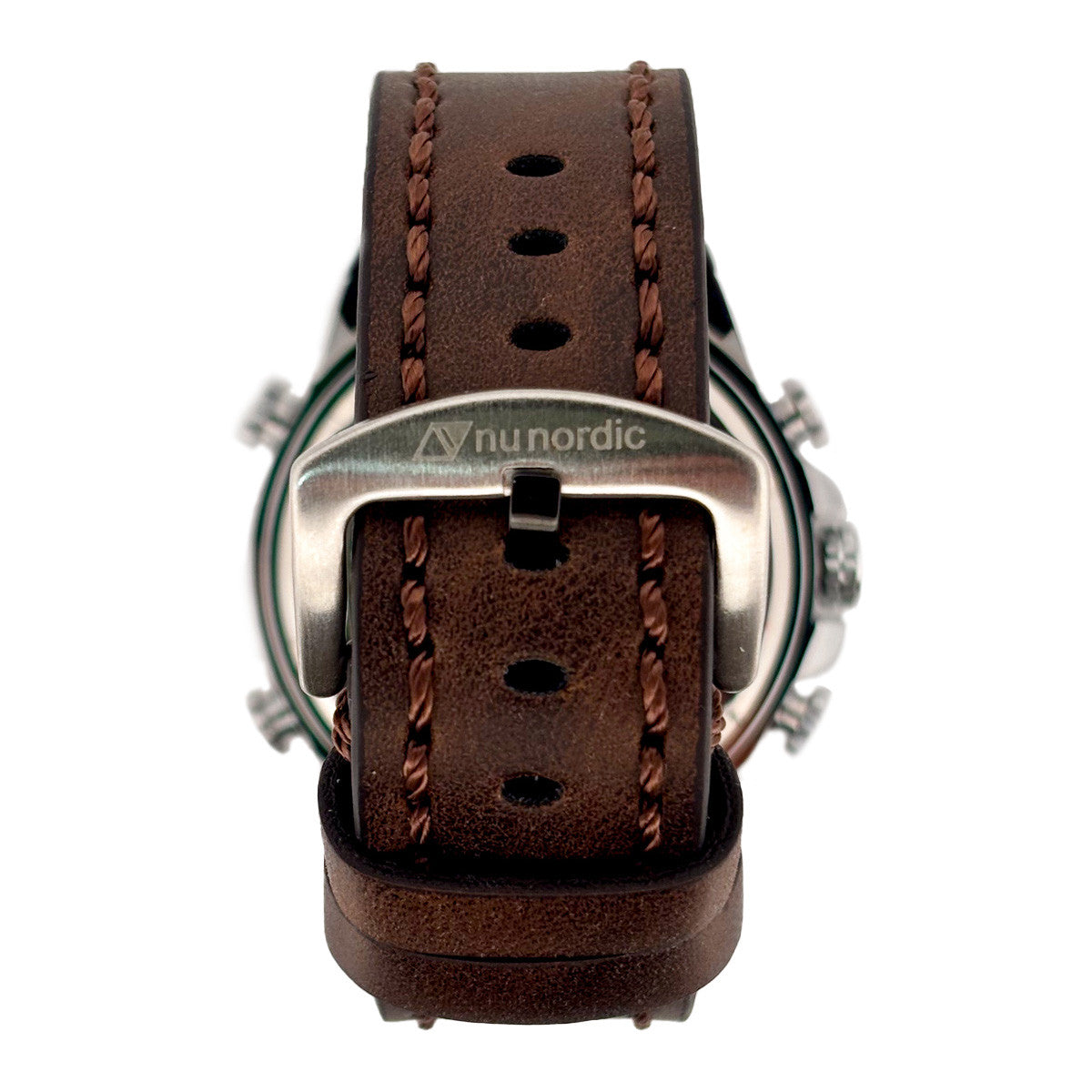 Reloj Nu Nordic Digital con Correa de Tactopiel Café con Simuladores en Caratula Plateada