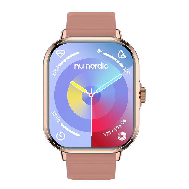 Smartwatch Nu Nordic Sport Travel con Correa de Silicon Rosa y Caja Dorado