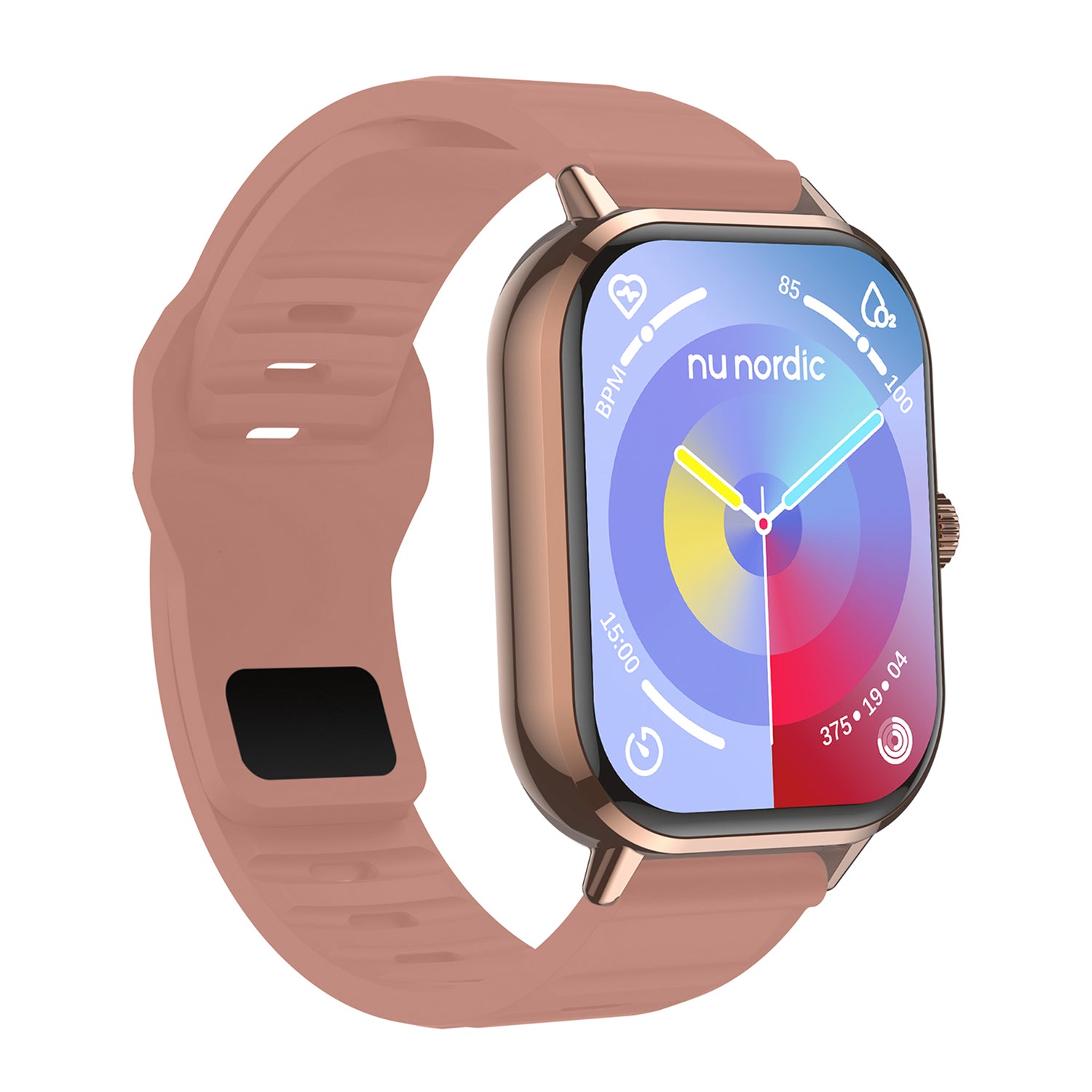 Smartwatch Nu Nordic Sport Travel con Correa de Silicon Rosa y Caja Dorado