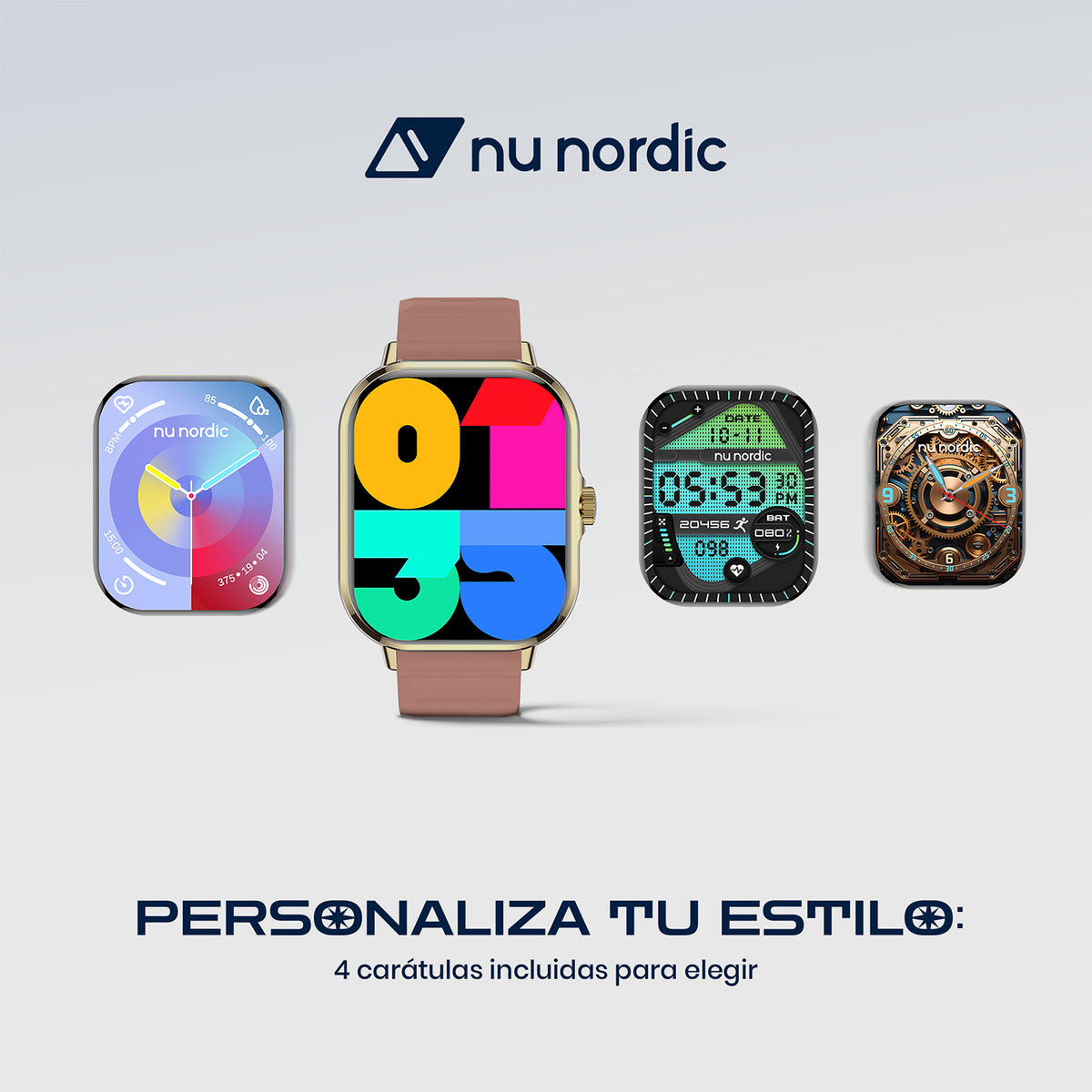Smartwatch Nu Nordic Sport Travel con Correa de Silicon Rosa y Caja Dorado