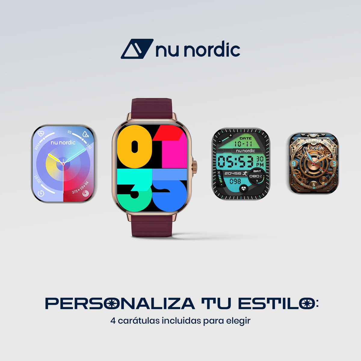 Smartwatch Nu Nordic Sport Travel con Correa de Silicon Rosa y Caja Dorado