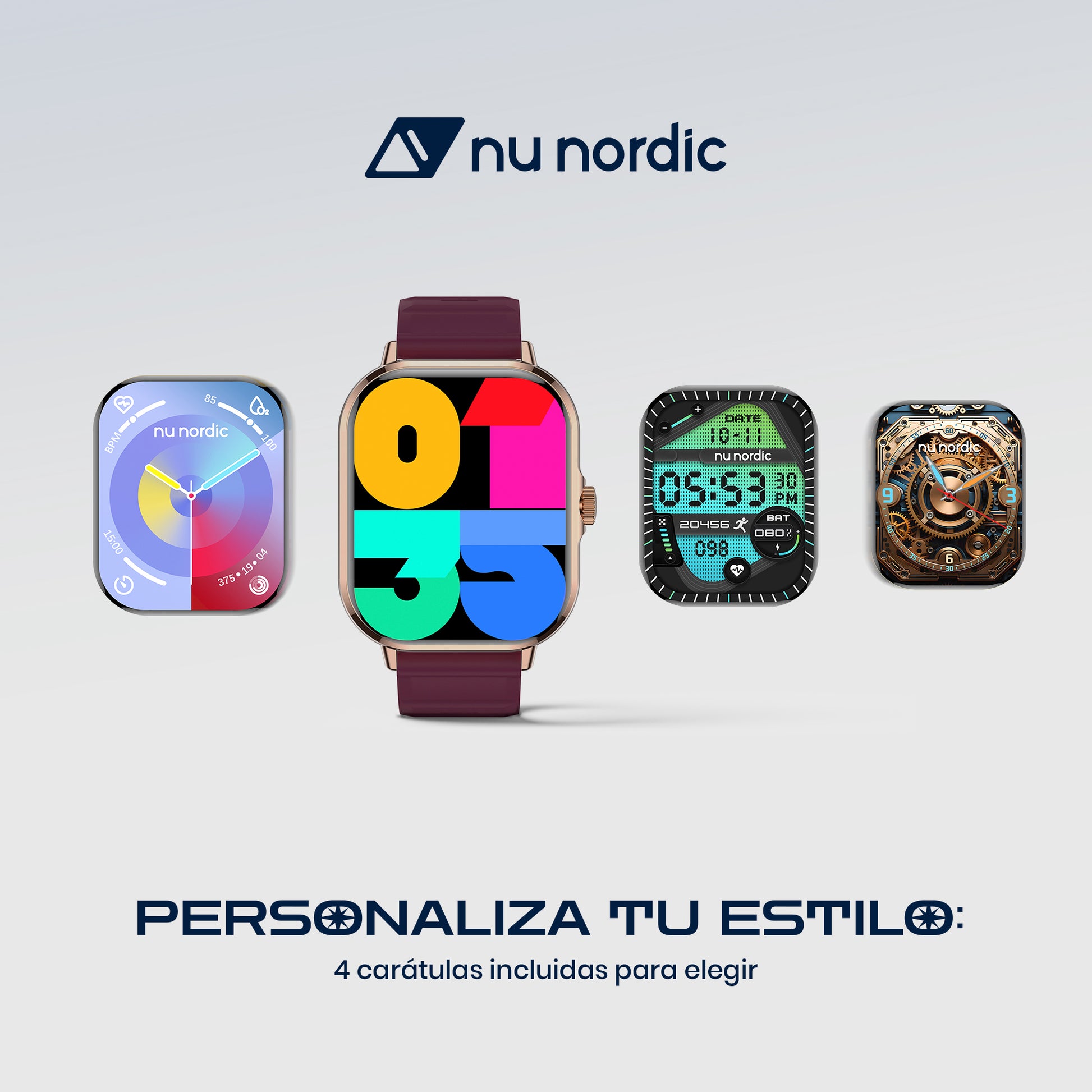Smartwatch Nu Nordic Sport Travel con Correa de Silicon Rosa y Caja Dorado