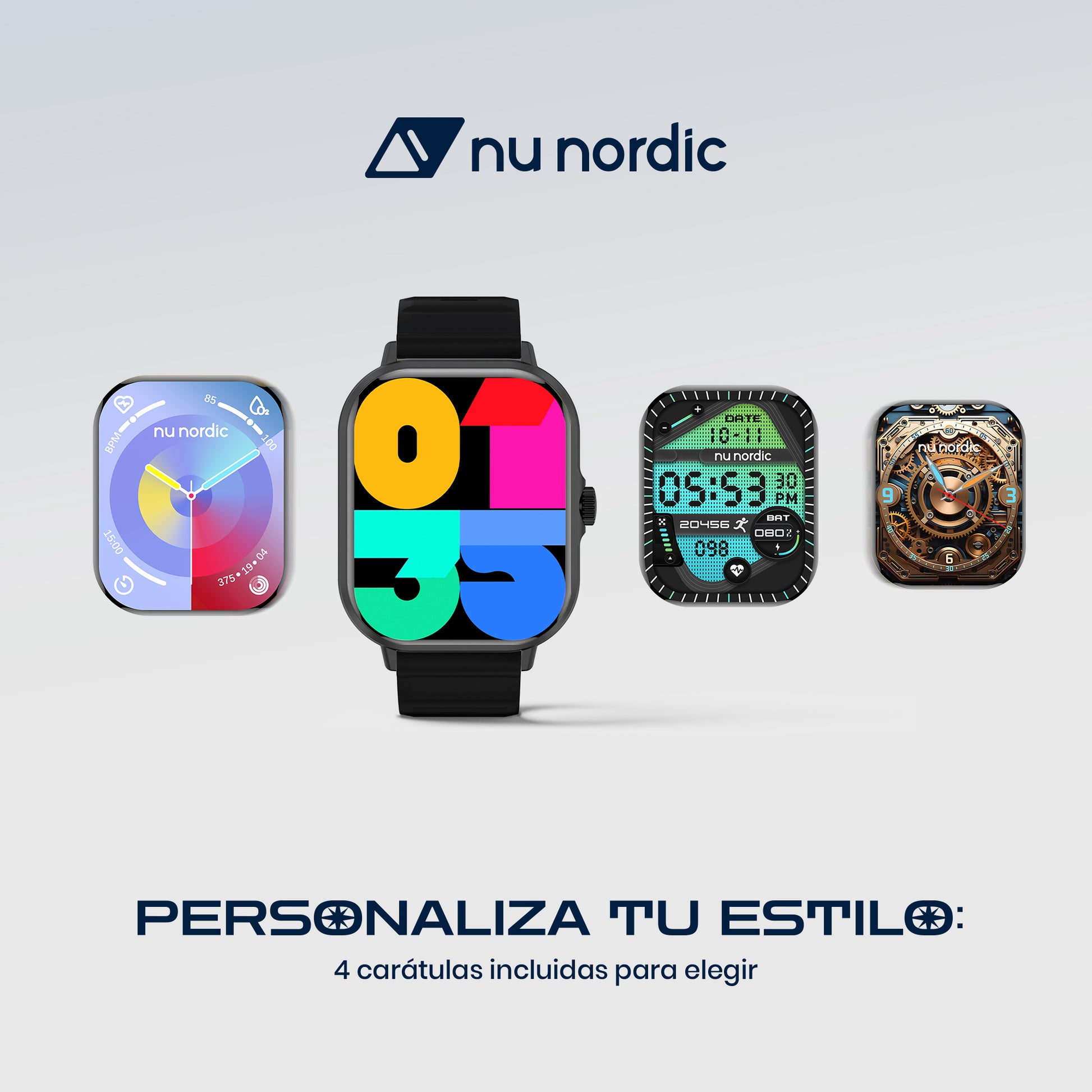 Smartwatch Nu Nordic Sport Travel con Correa de Silicon Negro