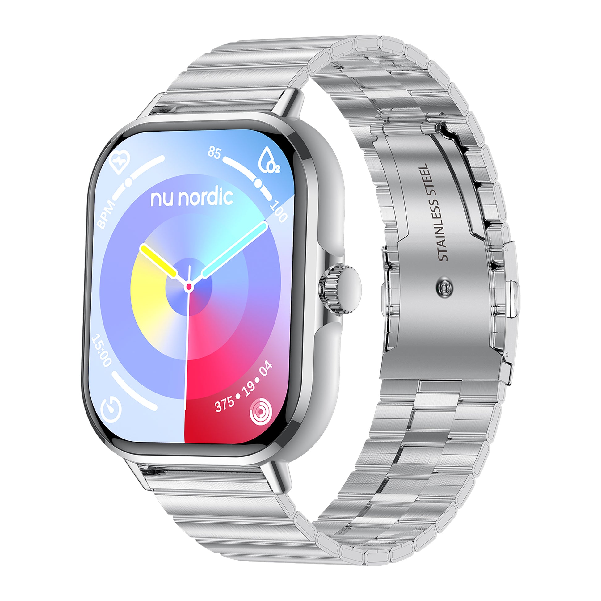 Smartwatch Nu Nordic Sport Travel Correa Tipo Jubilee de Acero Inoxidable Plateado