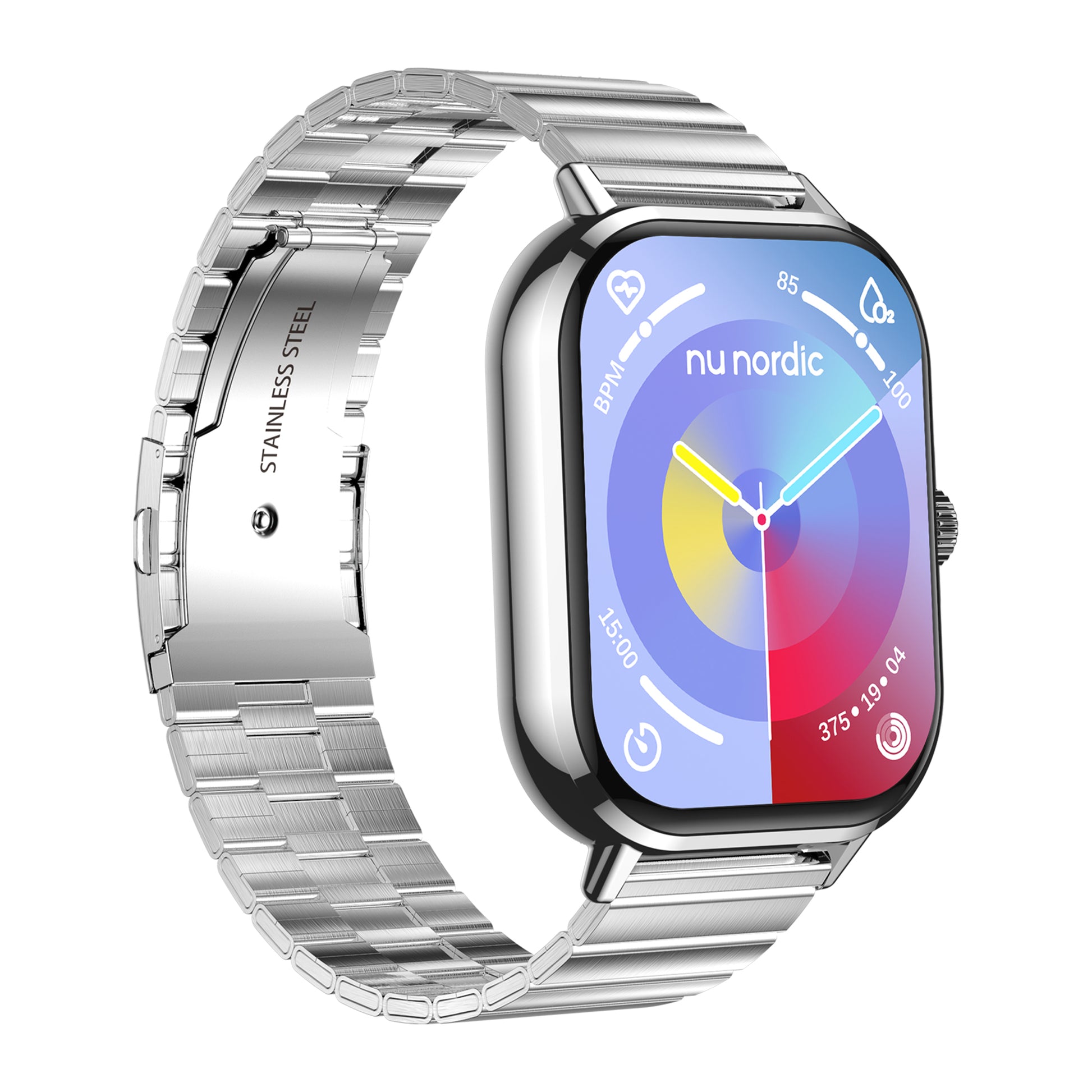 Smartwatch Nu Nordic Sport Travel Correa Tipo Jubilee de Acero Inoxidable Plateado