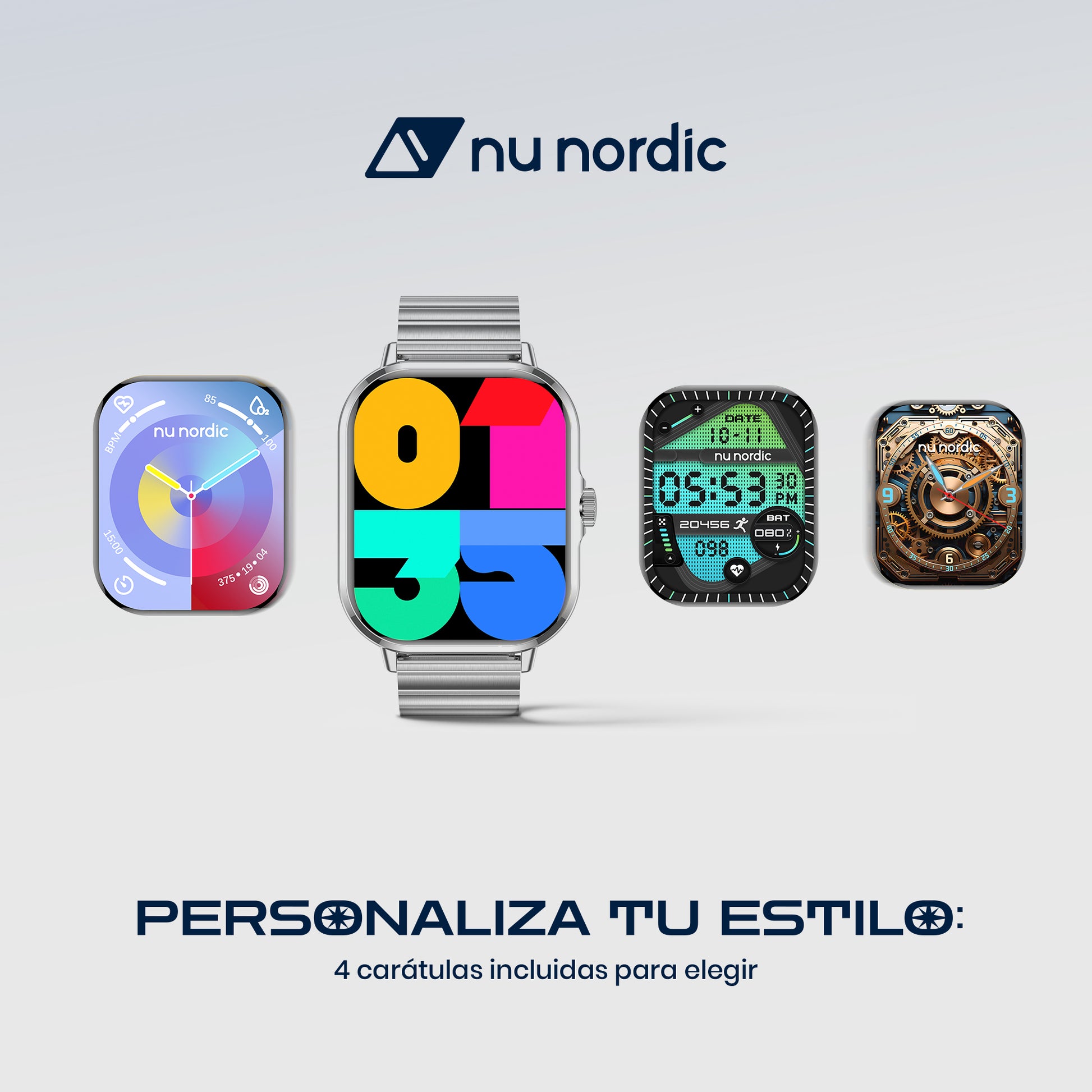 Smartwatch Nu Nordic Sport Travel con  Expansiible de Acero Inoxidable Plateado
