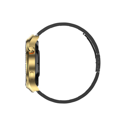 Smartwatch Nu Nordic Deportivo Para Caballero Case Dorado con Correa de Silicón Naranja y Carga Inalámbrica