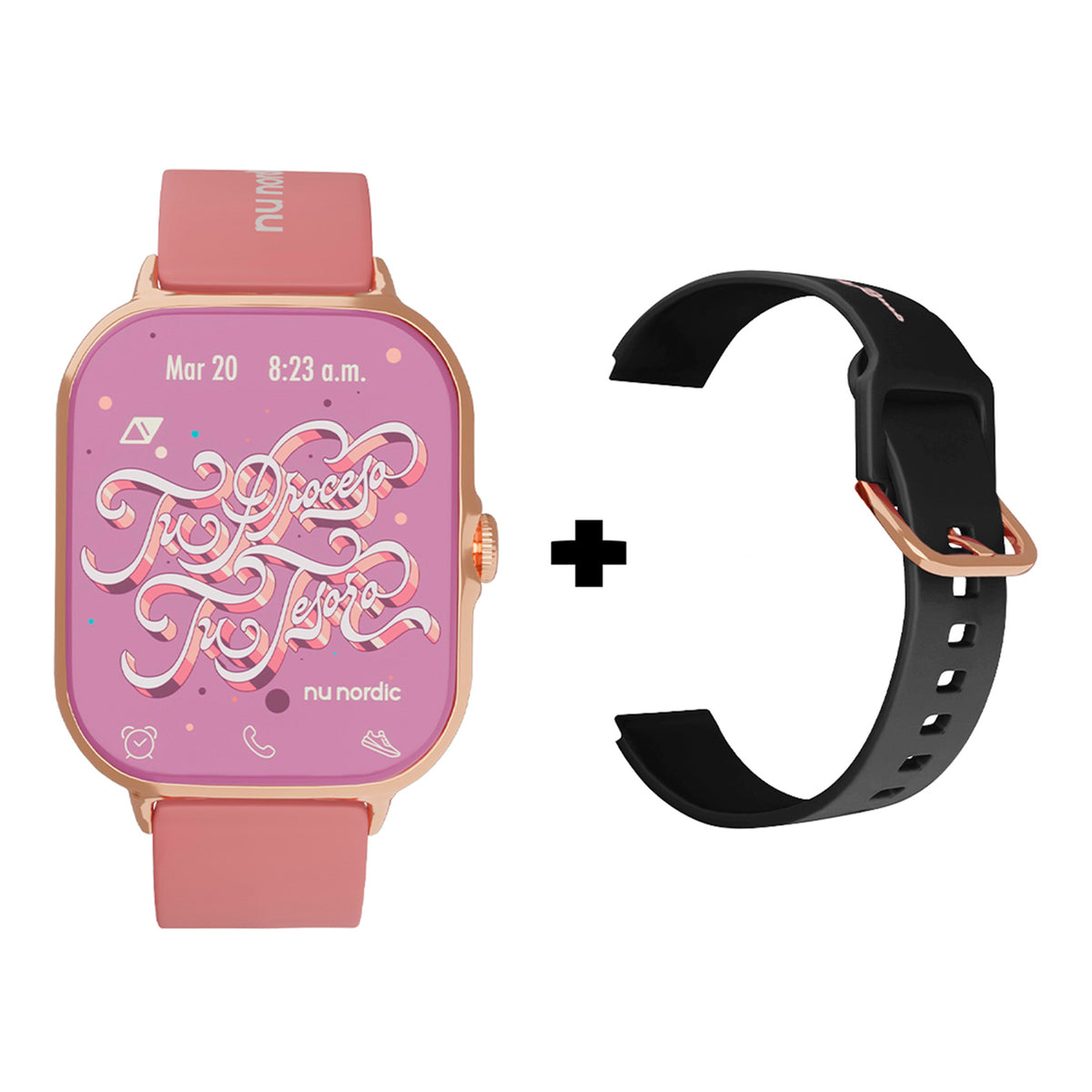 Smartwatch Nu Nordic + Chisko Romo con Correa de Silicón Blanca + Correa de regalo