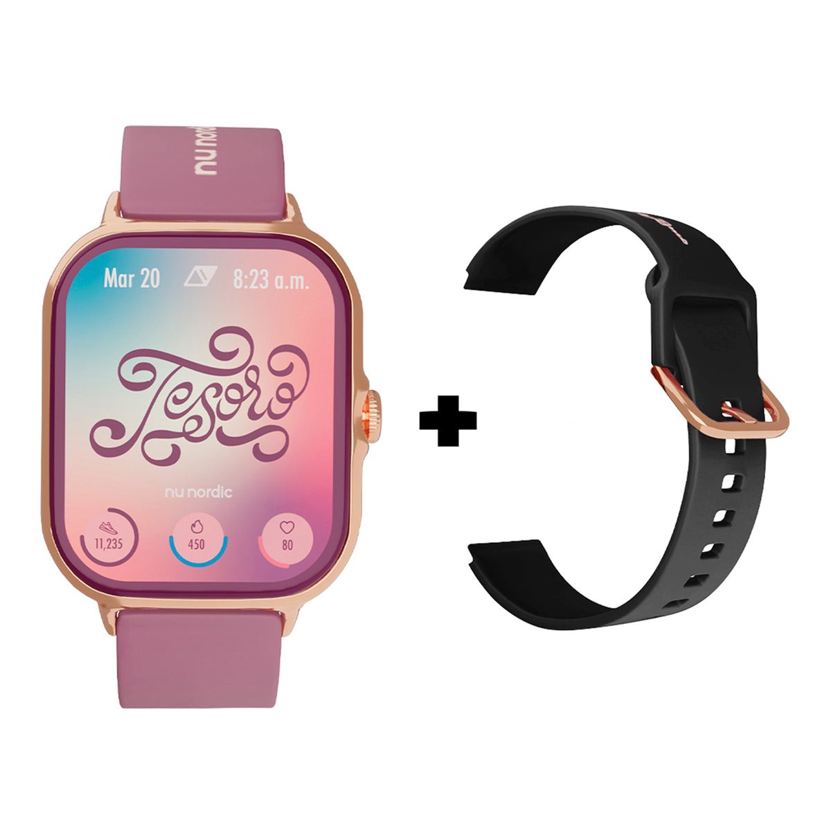 Smartwatch Nu Nordic + Chisko Romo con Correa de Silicón Blanca + Correa de regalo