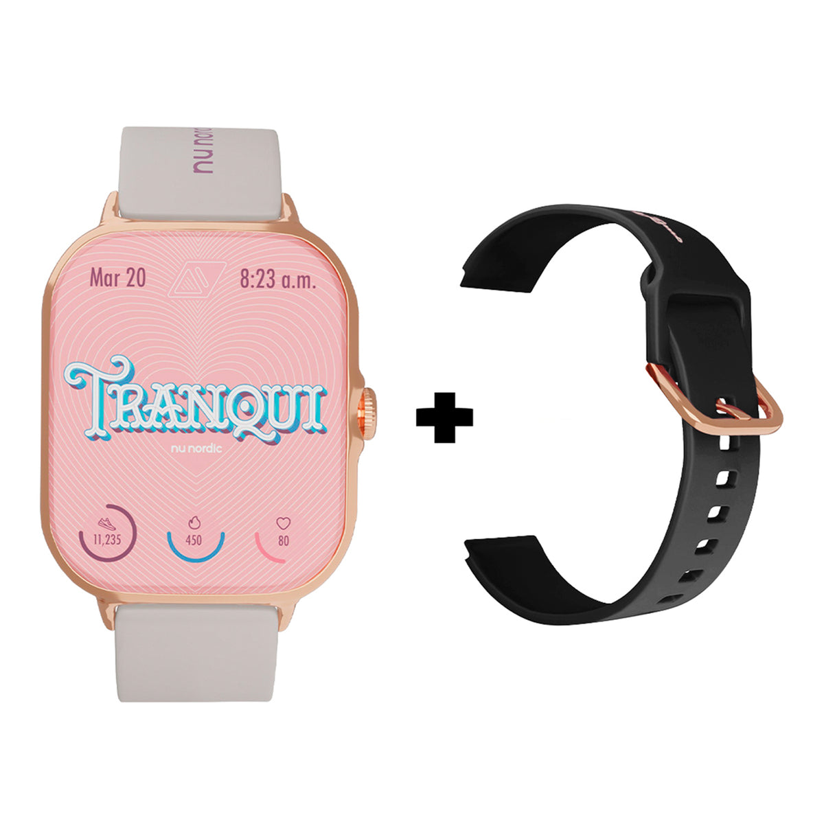 Smartwatch Nu Nordic + Chisko Romo con Correa de Silicón Blanca + Correa de regalo
