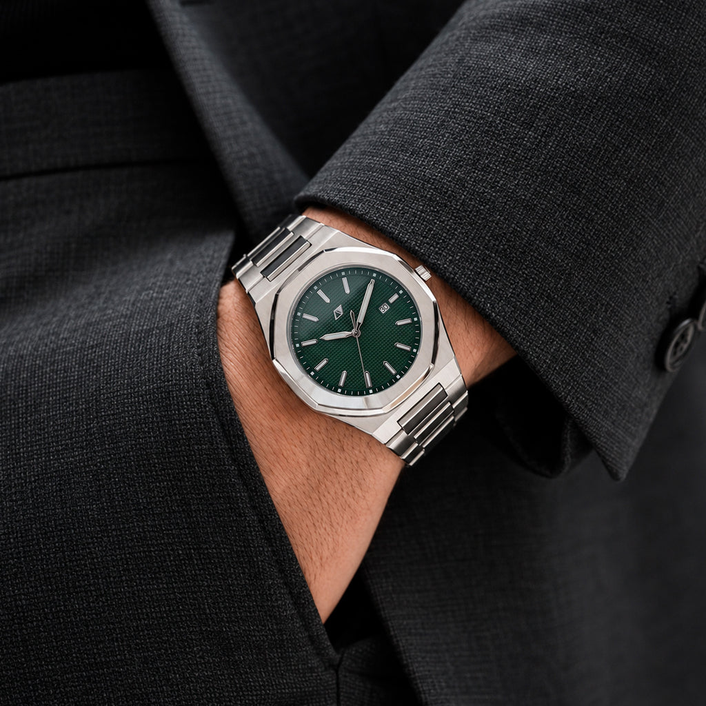 Reloj Nu Nordic Análogo | Carátula Texturizada | Extensible de Acero Inoxidable