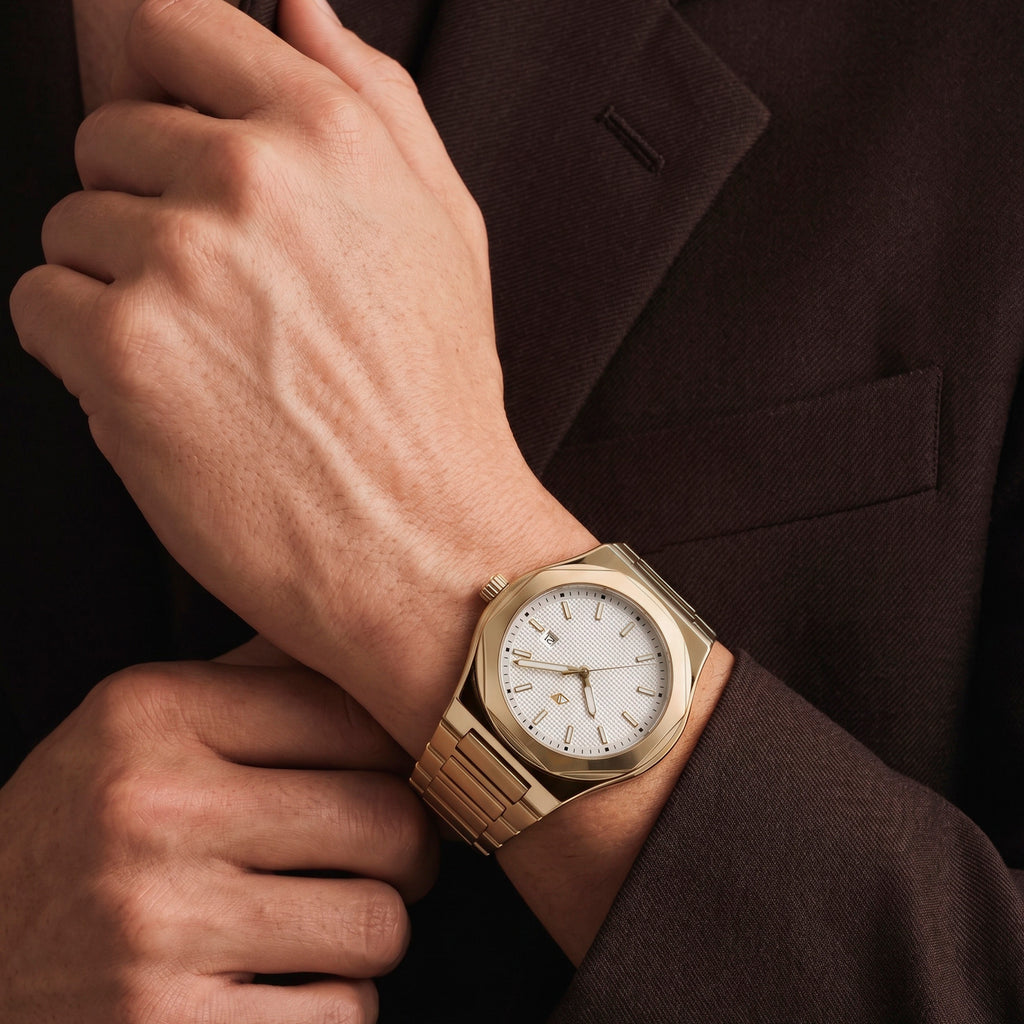 Reloj Nu Nordic Análogo | Carátula Texturizada | Extensible de Acero Inoxidable