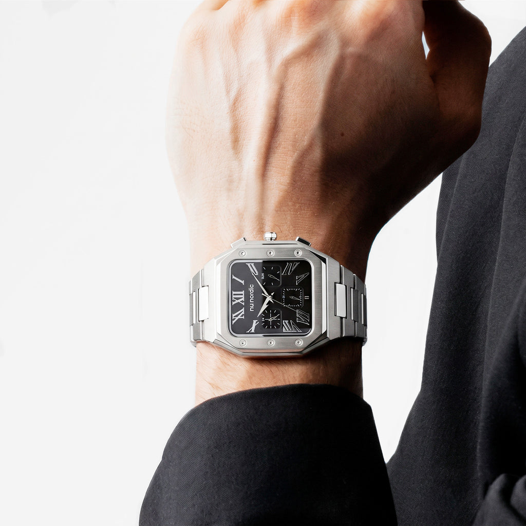 Reloj Nu Nordic Análogo | Simuladores Cuadrados | Extensible de Acero Inoxidable
