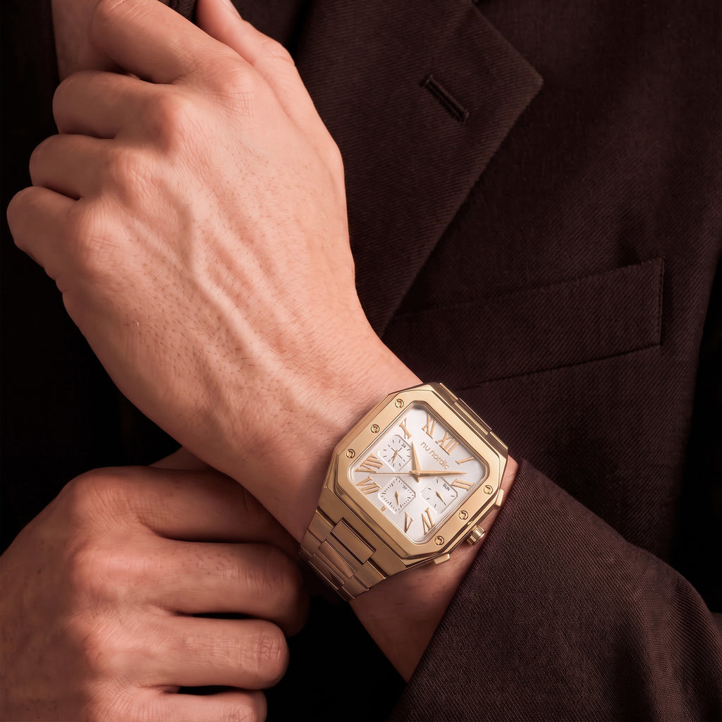 Reloj Nu Nordic Análogo | Simuladores Cuadrados | Extensible de Acero Inoxidable
