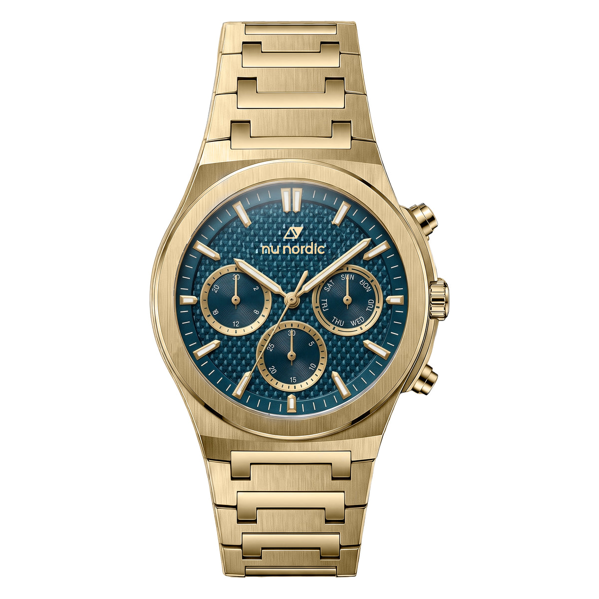 Reloj Nu Nordic Análogo | Carátula Textura de Cuadros | Extensible de Acero Inoxidable