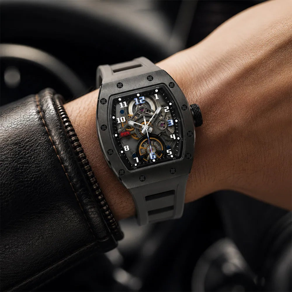Reloj Nu Nordic Análogo Automático Caballero | Caja Tonneau | Correa de Silicón Gun