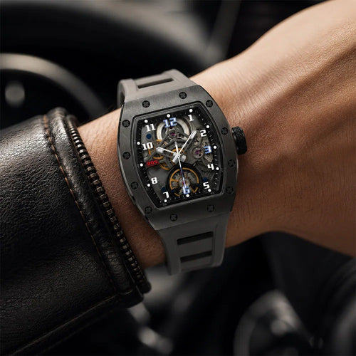 Reloj Nu Nordic Análogo Automático Caballero | Caja Tonneau | Correa de Silicón Gun