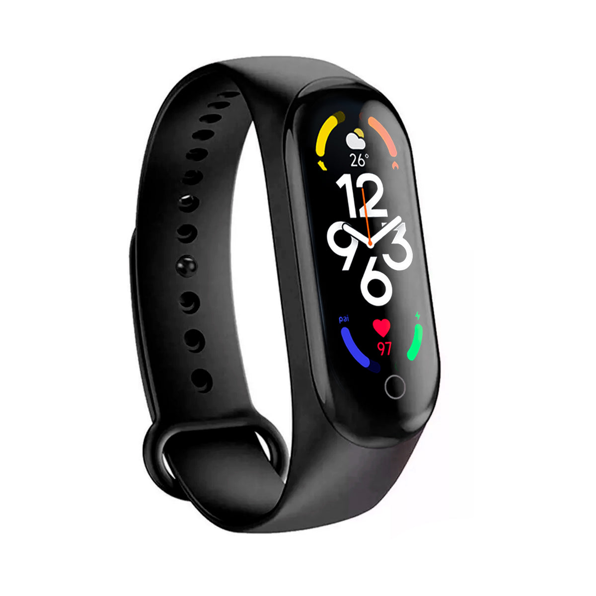 Reloj Smartband Nu Nordic Correa Caucho y Caja Ovalada Negro