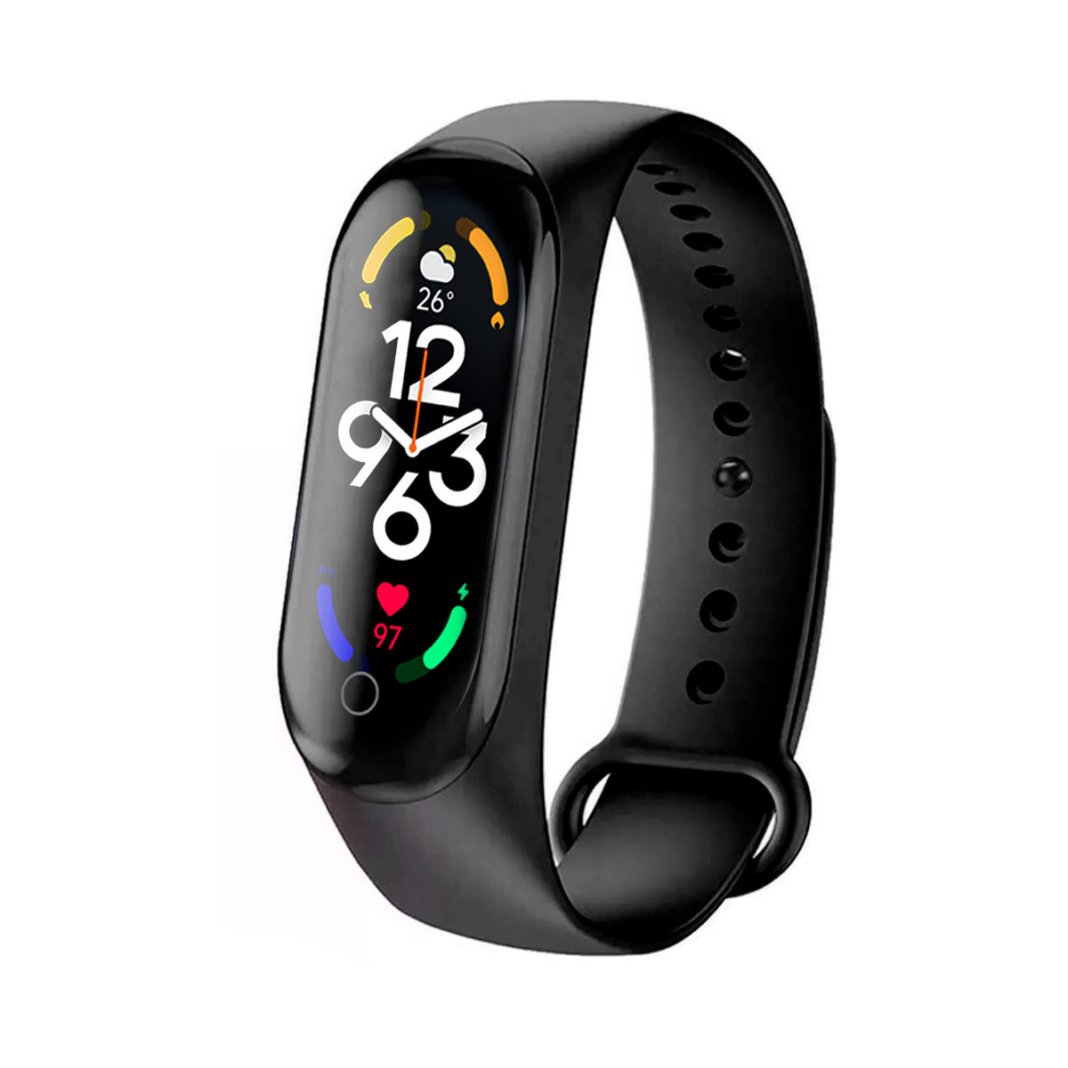 Reloj Smartband Nu Nordic Correa Caucho y Caja Ovalada Negro