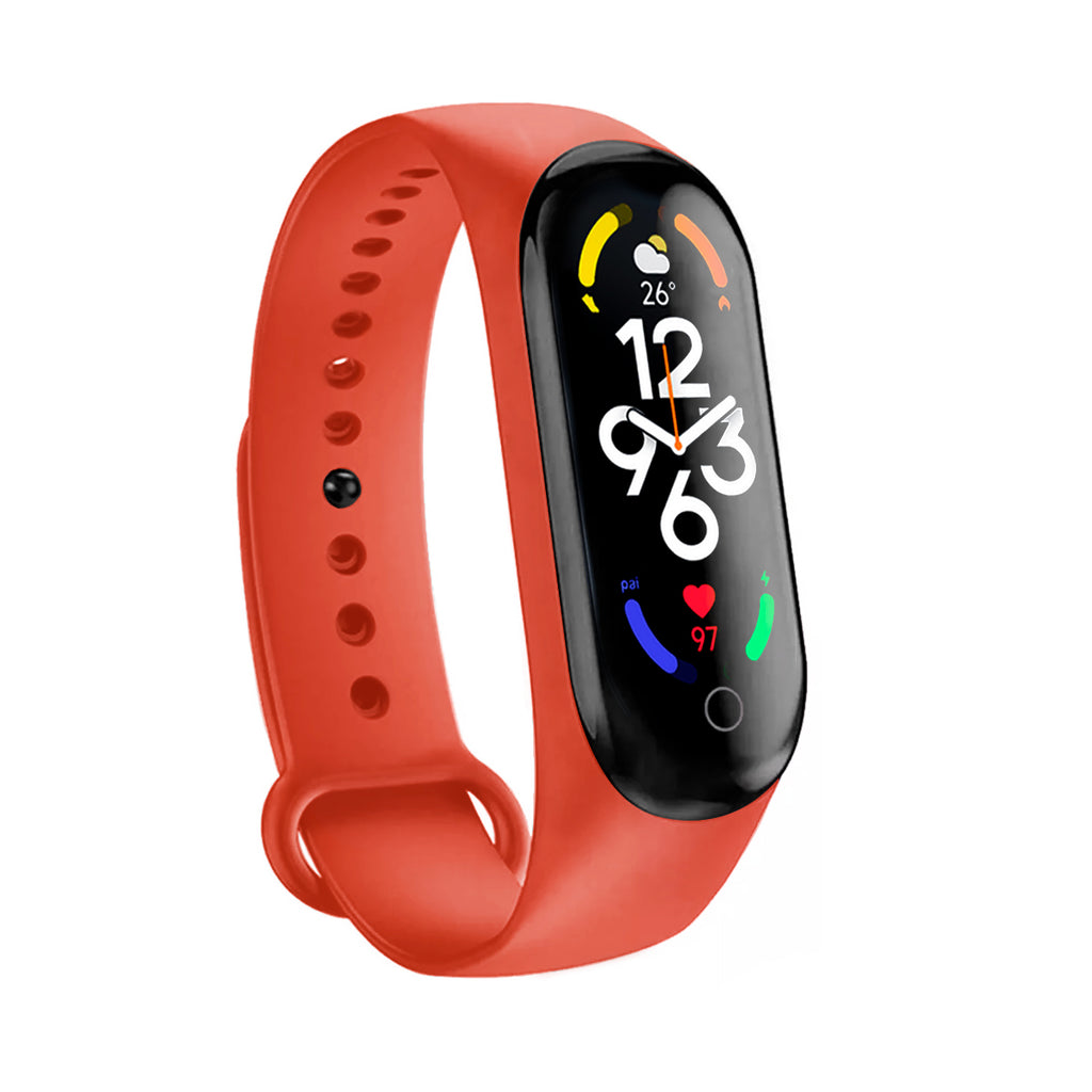 Reloj Smartband Nu Nordic Correa Caucho y Caja Ovalada Rojo