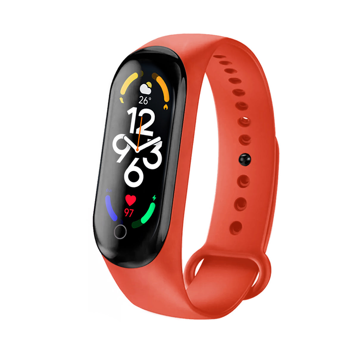 Reloj Smartband Nu Nordic Correa Caucho y Caja Ovalada Rojo