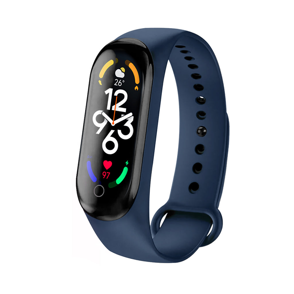 Reloj Smartband Nu Nordic Correa Caucho y Caja Ovalada Azul