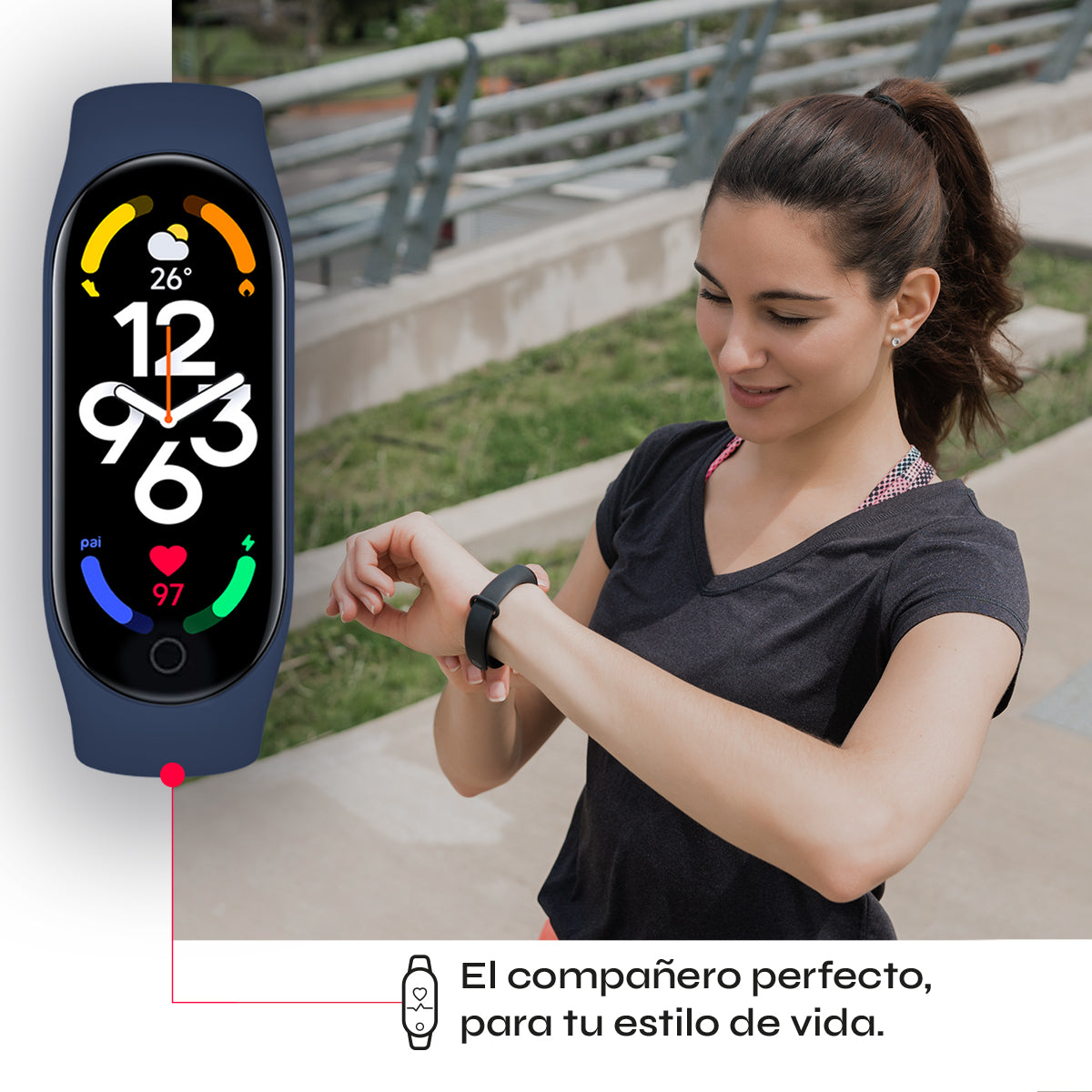 Reloj Smartband Nu Nordic Correa Caucho y Caja Ovalada Azul