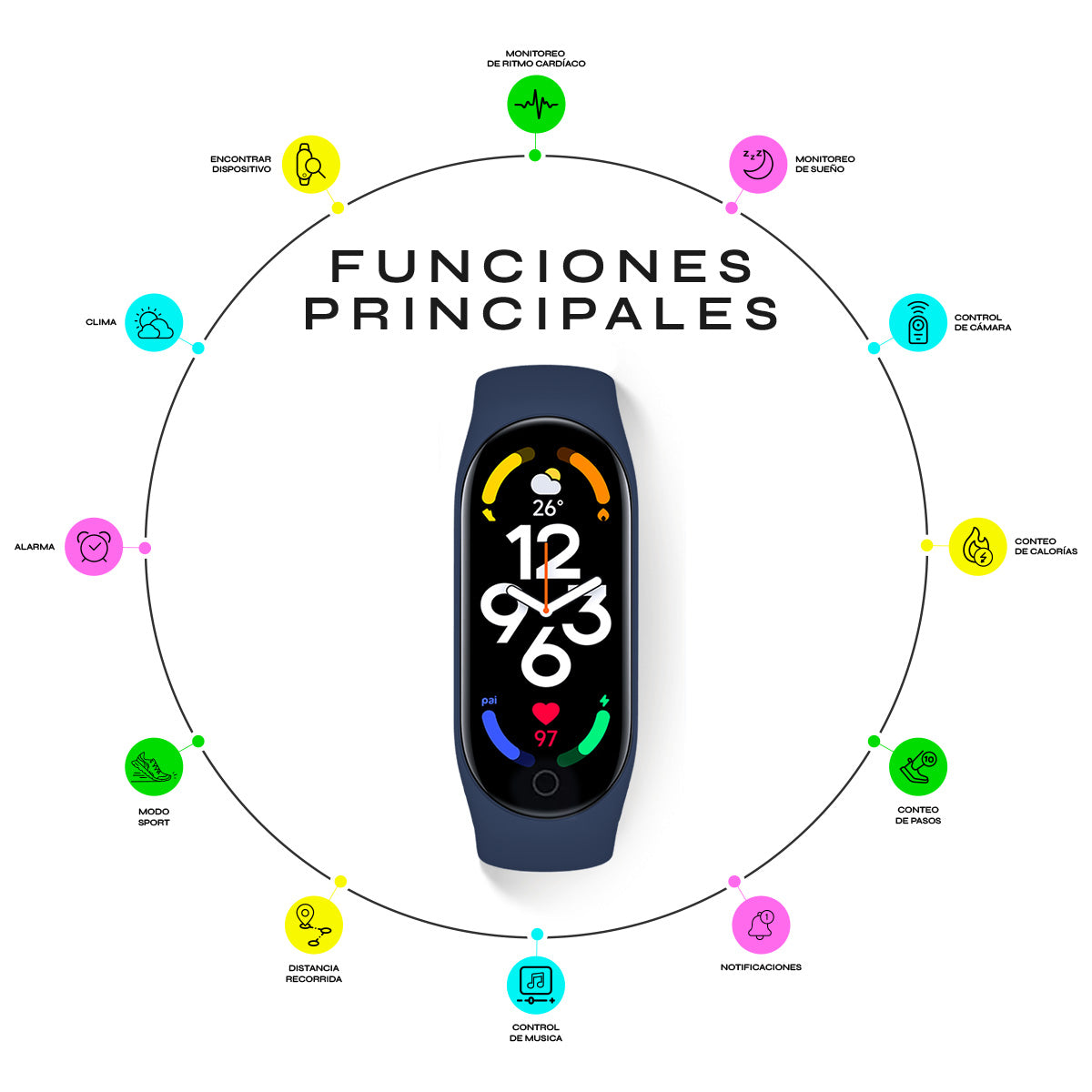 Reloj Smartband Nu Nordic Correa Caucho y Caja Ovalada Azul