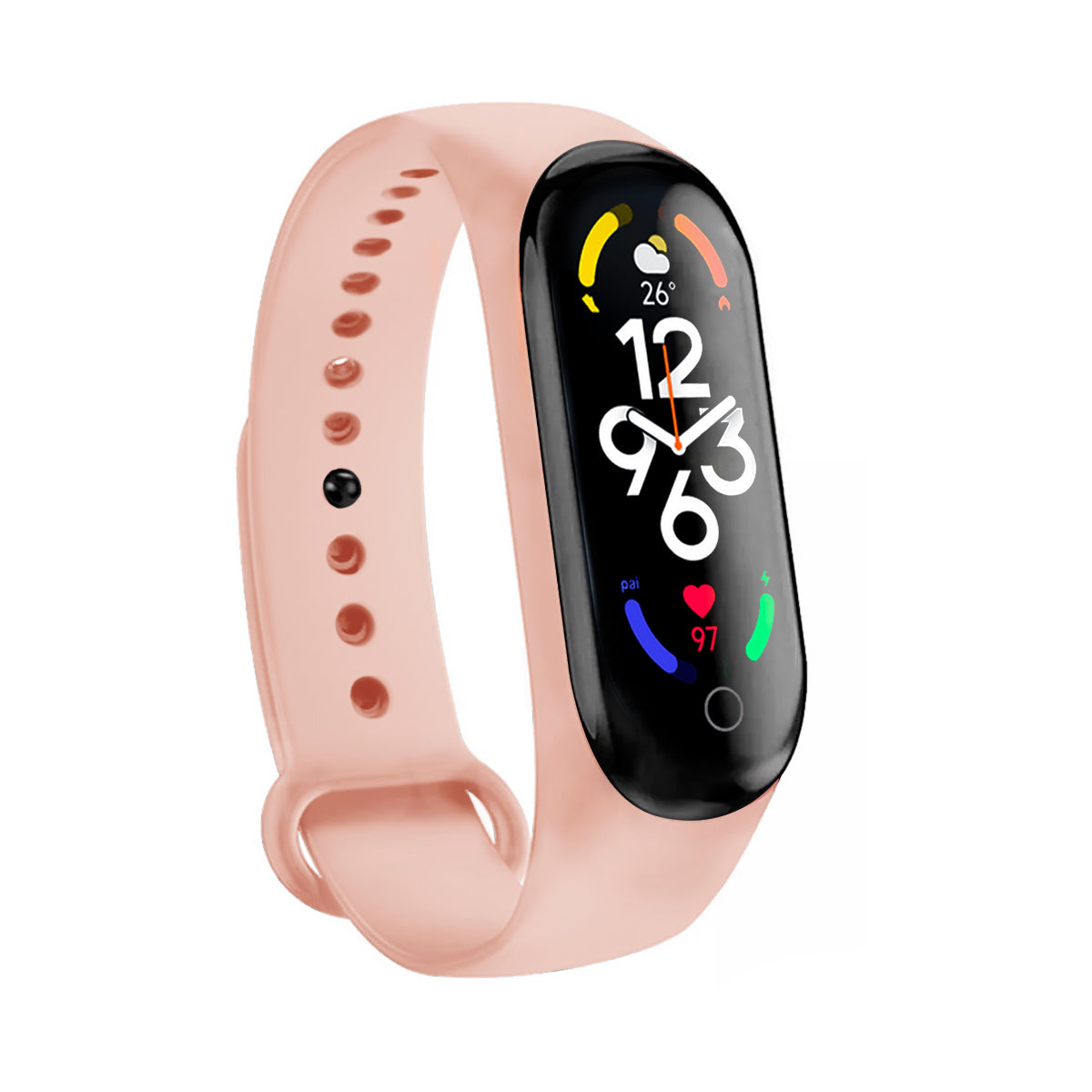 Reloj Smartband Nu Nordic Correa Caucho y Caja Ovalada Rosa