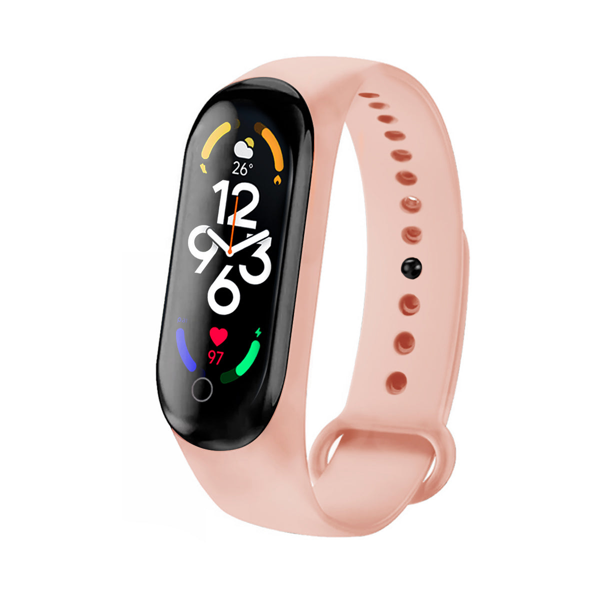 Reloj Smartband Nu Nordic Correa Caucho y Caja Ovalada Rosa