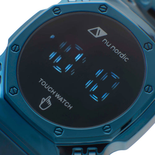 Reloj Nu Nordic Digital Caja Octagonal Extensible Metal Azul