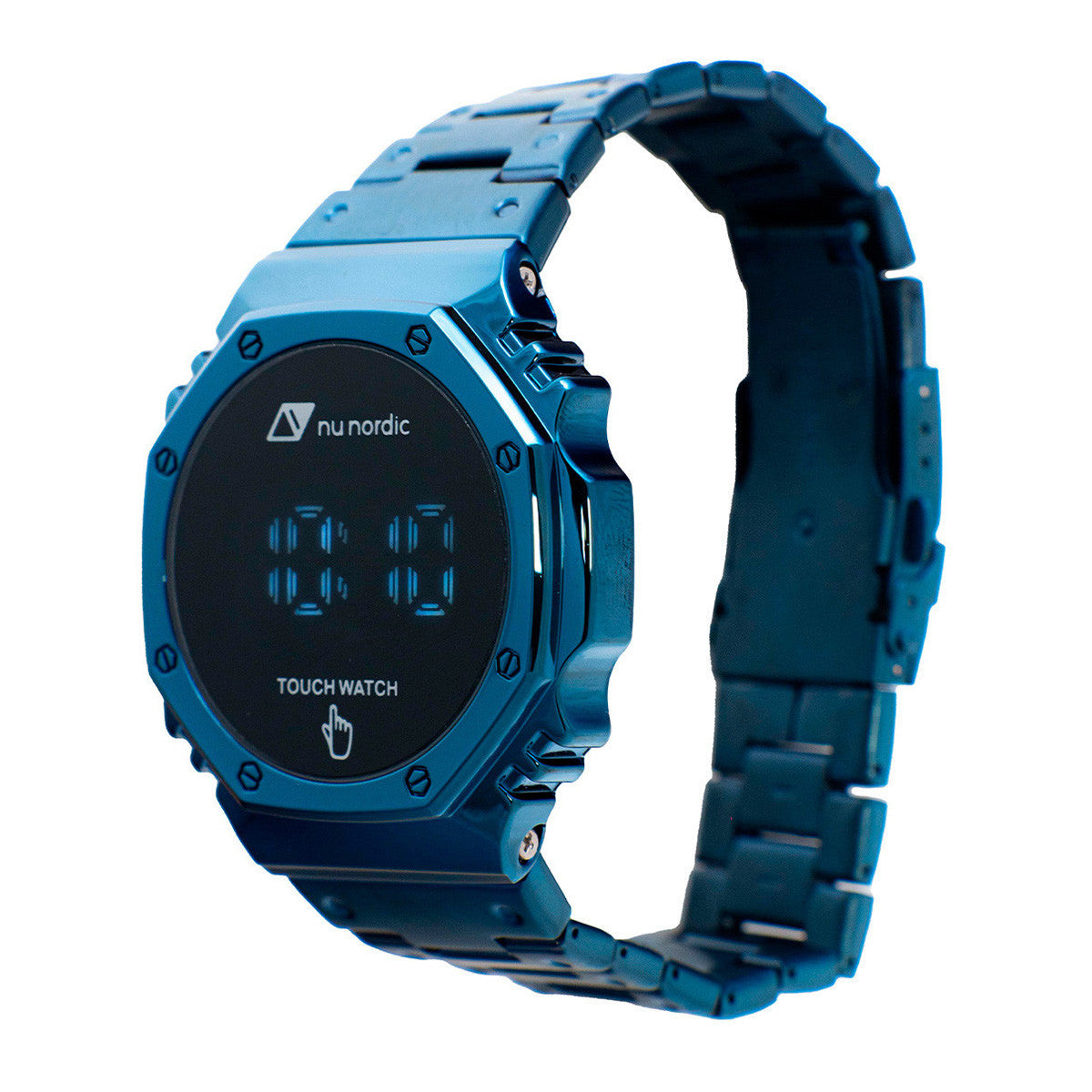 Reloj Nu Nordic Digital Caja Octagonal Extensible Metal Azul