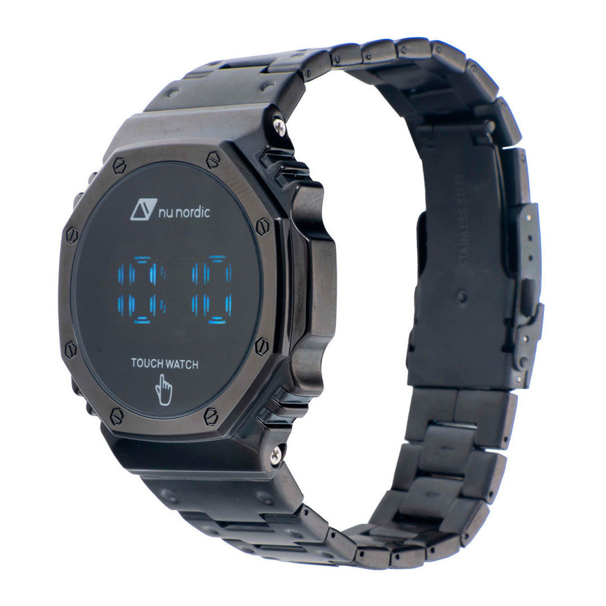 Reloj Nu Nordic Digital Caja Octagonal Extensible Metal Color Negro