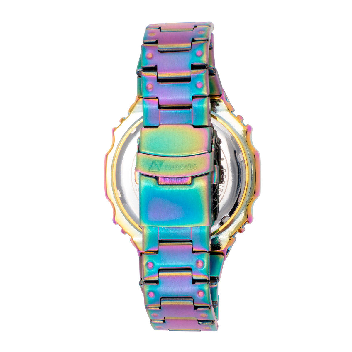Reloj Nu Nordic Digital Caja Octagonal Extensible Metal Iridiscente
