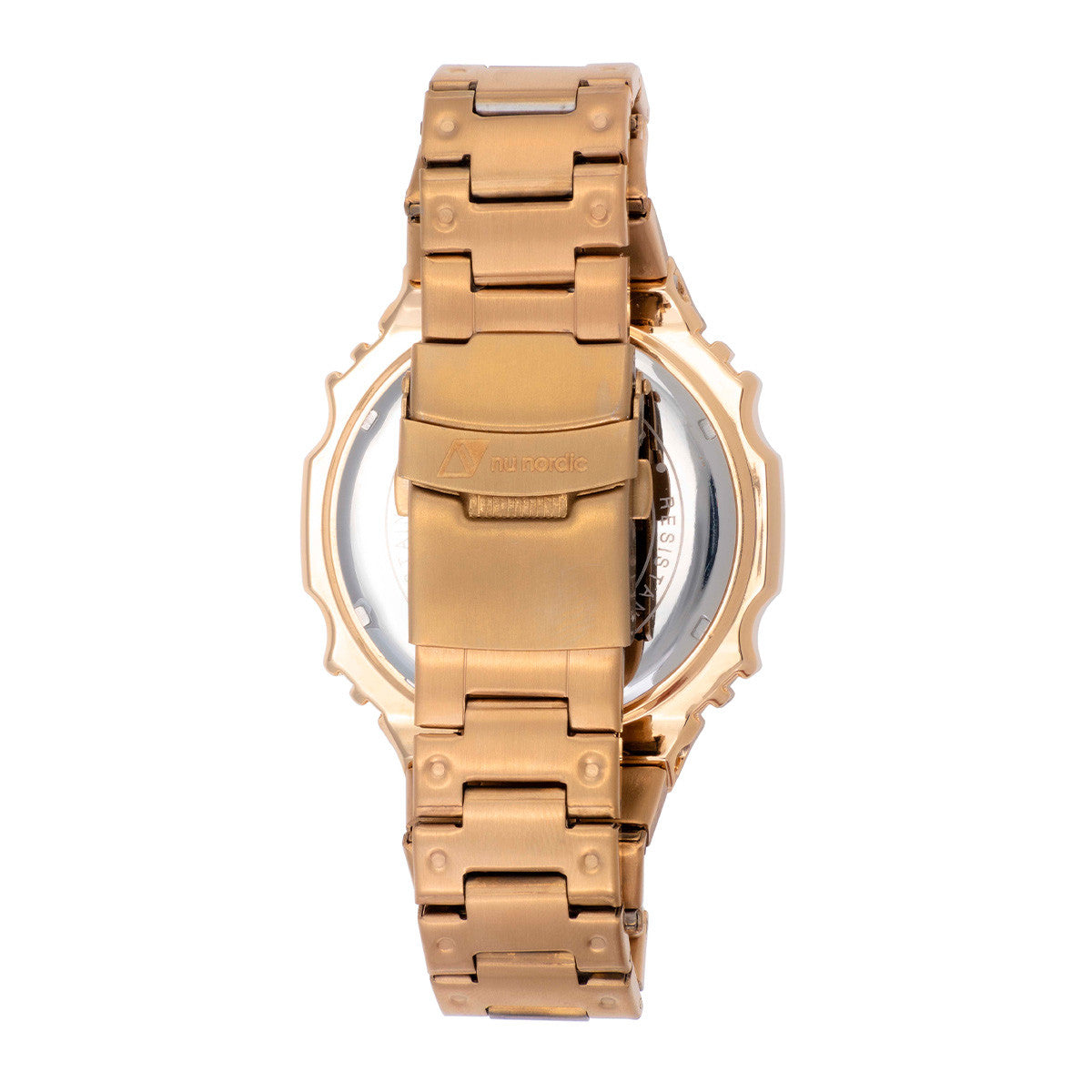 Reloj Nu Nordic Digital Caja Octagonal Extensible Metal Dorado