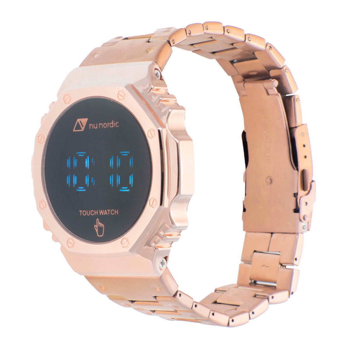 Reloj Nu Nordic Digital Caja Octagonal Extensible Metal Bronce