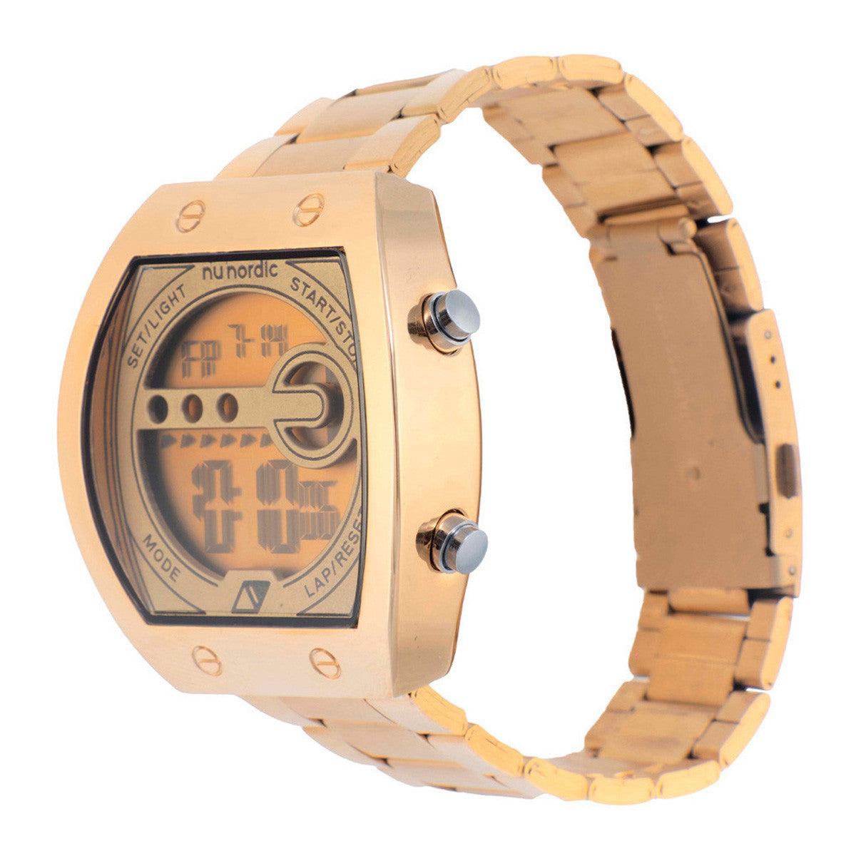 Reloj Digital Nu Nordic Extensible de Acero Inoxidable con Broche