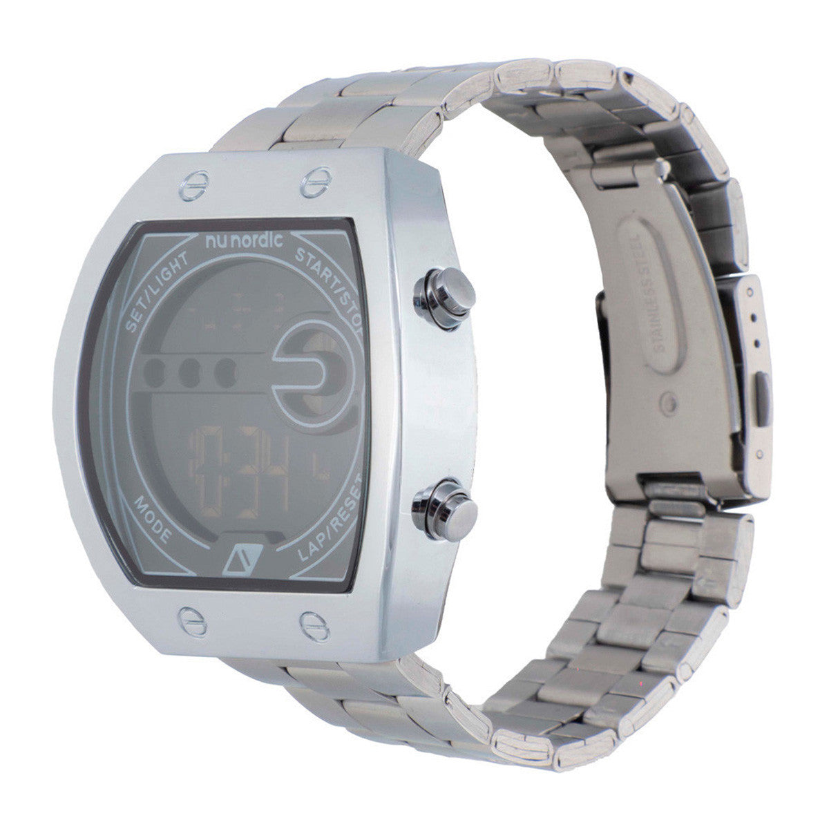 Reloj Digital Nu Nordic Extensible de Acero Inoxidable con Broche
