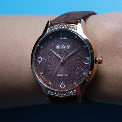 Reloj Análogo Zeit Dama Casual correa De Tacto Piel Textura