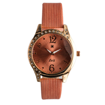 Reloj Análogo Zeit Dama Casual correa De Tacto Piel fondo liso