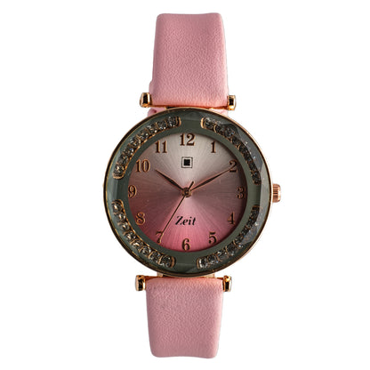 Reloj Análogo Zeit Dama Casual correa De Tacto Piel Textura