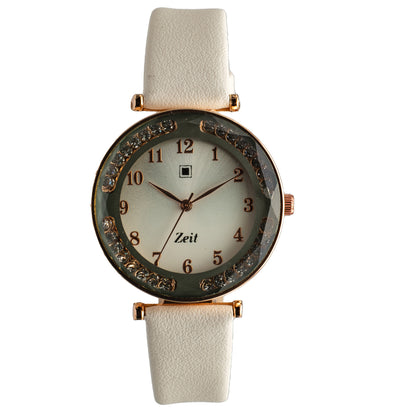 Reloj Análogo Zeit Dama Casual correa De Tacto Piel Textura