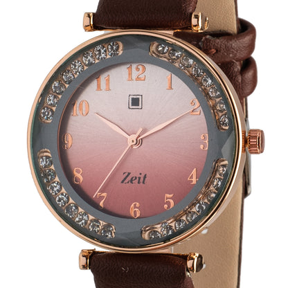 Reloj Análogo Zeit Dama Casual correa De Tacto Piel Textura