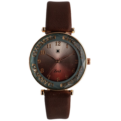 Reloj Análogo Zeit Dama Casual correa De Tacto Piel Textura